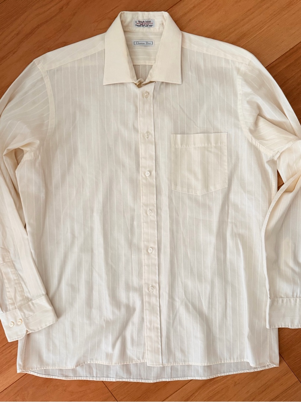 Dior Men's Cream Pinstripe Dress Shirt - Picture 2 of 7